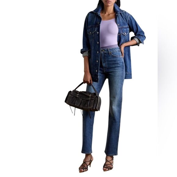 Skims Size S Fits Everybody Square Neck‎ Bodysuit Pastel Purple Stretchy Basic - Picture 8 of 8